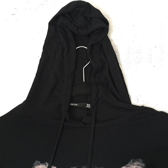 Rebel Sugar Tiger Graphic Hoodie XS Lightweight Black Hi-low Hem - Picture 4 of 11